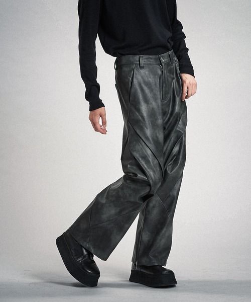 NO ID.】Synthetic Leather Zip Flare Pants / シンセティック レザー