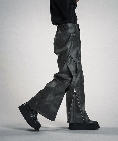 NO ID.】Synthetic Leather Zip Flare Pants / シンセティック レザー