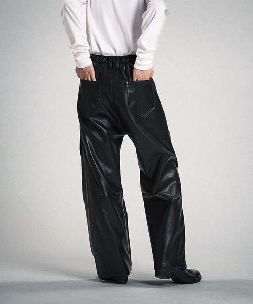 NO ID.】Synthetic Leather Zip Flare Pants / シンセティック レザー
