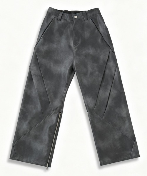 NO ID.（ノーアイディ）の「【NO ID.】Synthetic Leather Zip Flare Pants / シンセティック レザー ジップ フレア パンツ（スラックス・メンズ・グレー/ブラック・2/1）」の3枚目の写真