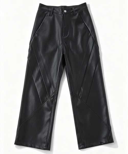 NO ID.（ノーアイディ）の「【NO ID.】Synthetic Leather Zip Flare Pants / シンセティック レザー ジップ フレア パンツ（スラックス・メンズ・グレー/ブラック・2/1）」の5枚目の写真