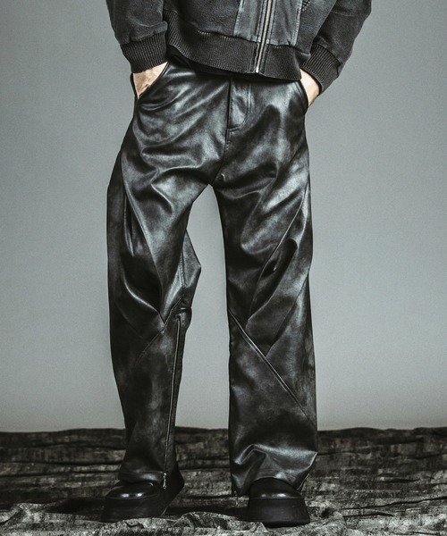 NO ID.】Synthetic Leather Zip Flare Pants / シンセティック レザー