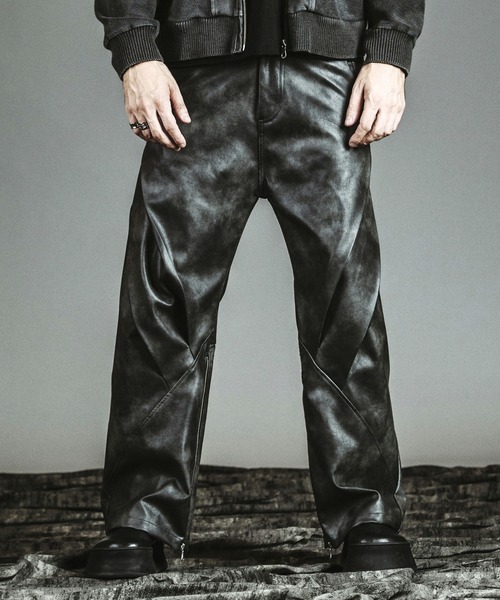NO ID.】Synthetic Leather Zip Flare Pants / シンセティック レザー
