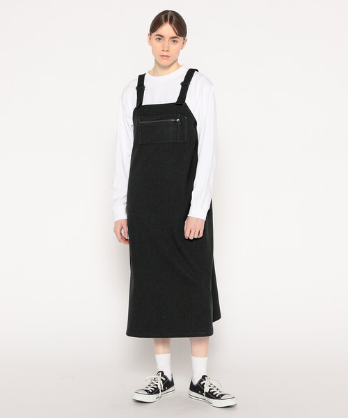 DANTON（ダントン）の「WOMEN'S POLYESTER FLANNEL OVERALLS SKIRT（スカート・レディース・ダークネイビー/グレー系その他/グレイッシュベージュ・36）」の2枚目の写真