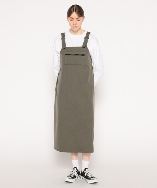DANTON（ダントン）の「WOMEN'S POLYESTER FLANNEL OVERALLS SKIRT（スカート・レディース・ダークネイビー/グレー系その他/グレイッシュベージュ・36）」の3枚目の写真