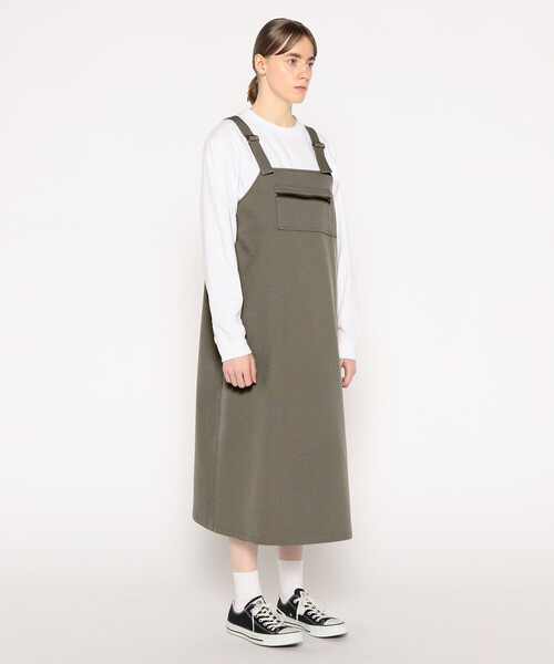 DANTON（ダントン）の「WOMEN'S POLYESTER FLANNEL OVERALLS SKIRT（スカート・レディース・ダークネイビー/グレー系その他/グレイッシュベージュ・36）」の8枚目の写真