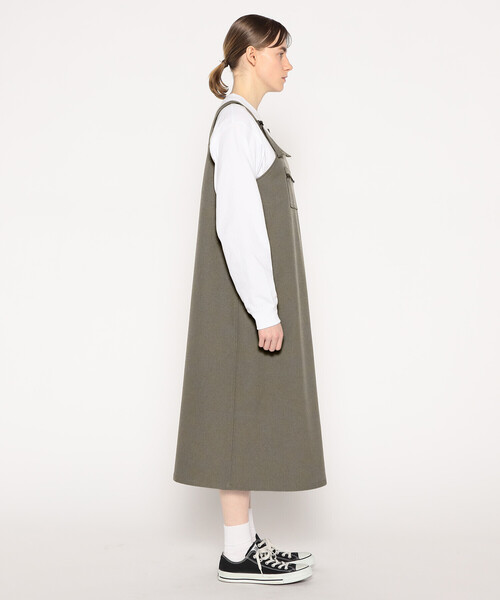 DANTON（ダントン）の「WOMEN'S POLYESTER FLANNEL OVERALLS SKIRT（スカート・レディース・ダークネイビー/グレー系その他/グレイッシュベージュ・36）」の9枚目の写真