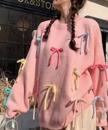 SHOUYO（ショウヨウ）の「カラフルリボン付きニットプルオーバー／オーバーサイズ（ニット/セーター）」