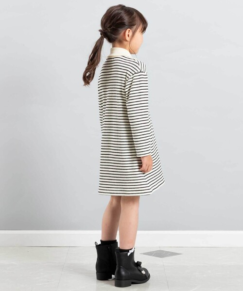 BeBe（ベベ）の「【お揃い】ボーダーリブZIPカラー長袖ワンピース（ワンピース・キッズ・ホワイト系その他2・140cm/120cm/130cm/110cm/150cm）」の6枚目の写真