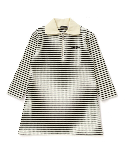 BeBe（ベベ）の「【お揃い】ボーダーリブZIPカラー長袖ワンピース（ワンピース・キッズ・ホワイト系その他2・140cm/120cm/130cm/110cm/150cm）」の7枚目の写真