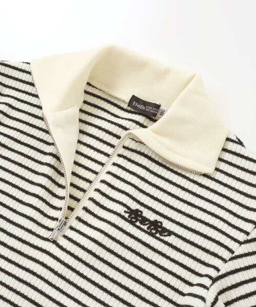 BeBe（ベベ）の「【お揃い】ボーダーリブZIPカラー長袖ワンピース（ワンピース・キッズ・ホワイト系その他2・140cm/120cm/130cm/110cm/150cm）」の10枚目の写真