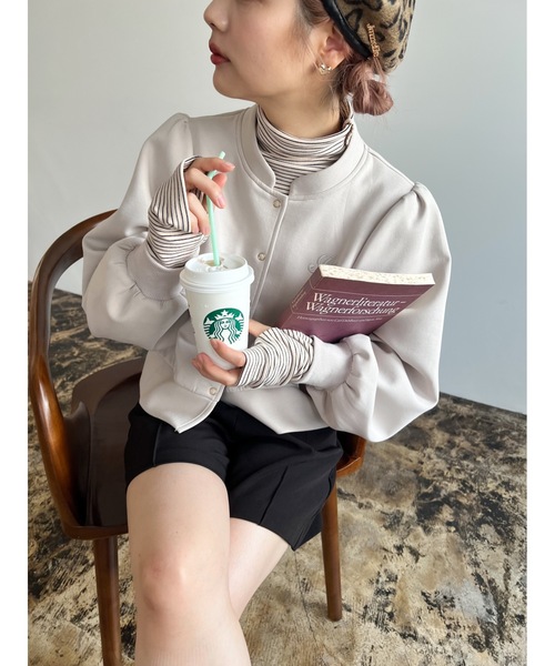 JUMELLE(ジュメロ)の「【極暖】ボーダーフィンガータートル | 真冬 防寒(Tシャツ/カットソー・レディース・アイボリー/グレー/ホワイト・MEDIUM)」の18枚目の写真
