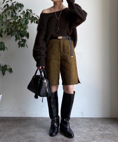 DouDou（ドゥドゥ）の「【セットアップ対応】フェイクスエードショートパンツ（その他パンツ・レディース・カーキ/キャメル・FREE）」の6枚目の写真