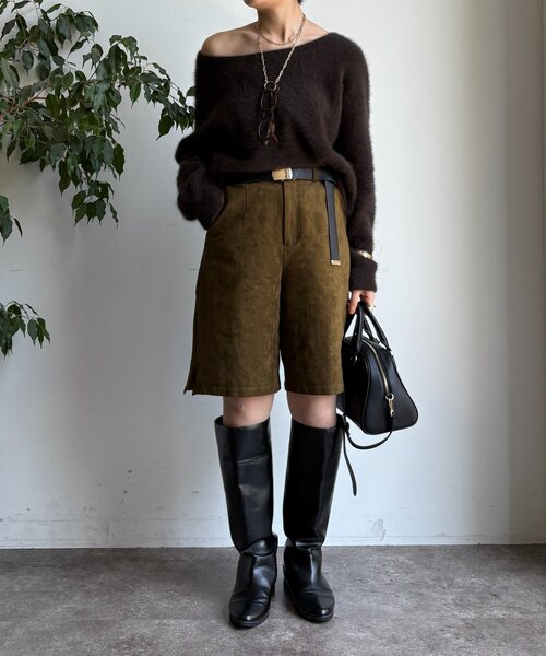 DouDou（ドゥドゥ）の「【セットアップ対応】フェイクスエードショートパンツ（その他パンツ・レディース・カーキ/キャメル・FREE）」の7枚目の写真