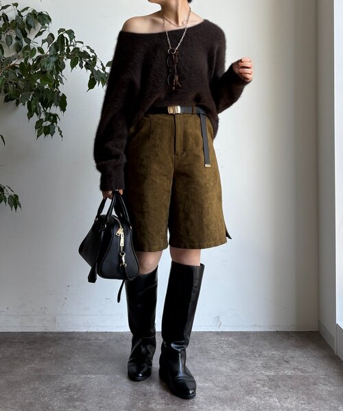 DouDou（ドゥドゥ）の「【セットアップ対応】フェイクスエードショートパンツ（その他パンツ・レディース・カーキ/キャメル・FREE）」の8枚目の写真