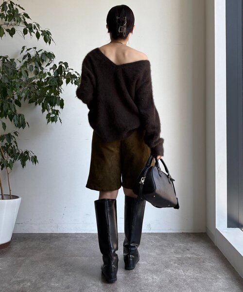 DouDou（ドゥドゥ）の「【セットアップ対応】フェイクスエードショートパンツ（その他パンツ・レディース・カーキ/キャメル・FREE）」の9枚目の写真