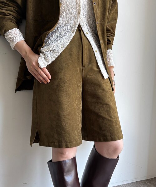 DouDou（ドゥドゥ）の「【セットアップ対応】フェイクスエードショートパンツ（その他パンツ・レディース・カーキ/キャメル・FREE）」の10枚目の写真