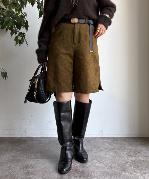 DouDou（ドゥドゥ）の「【セットアップ対応】フェイクスエードショートパンツ（その他パンツ・レディース・カーキ/キャメル・FREE）」の12枚目の写真