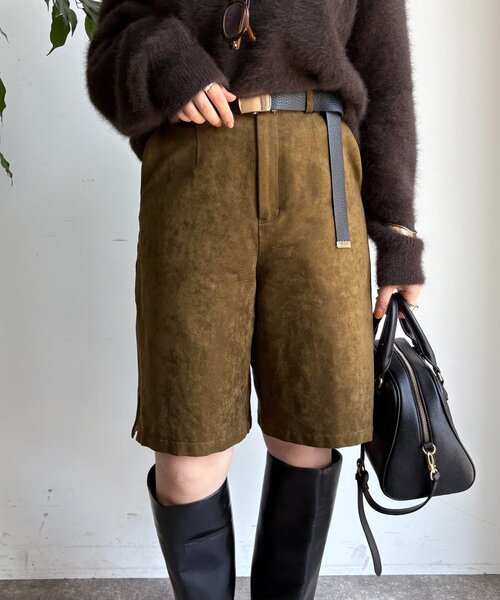DouDou（ドゥドゥ）の「【セットアップ対応】フェイクスエードショートパンツ（その他パンツ・レディース・カーキ/キャメル・FREE）」の14枚目の写真