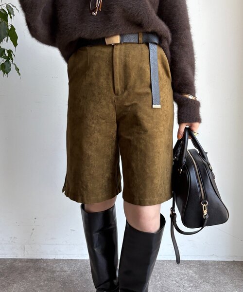 DouDou（ドゥドゥ）の「【セットアップ対応】フェイクスエードショートパンツ（その他パンツ・レディース・カーキ/キャメル・FREE）」の15枚目の写真