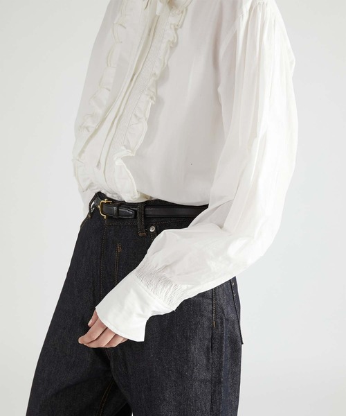 crinkle crinkle crinkle（クリンクルクリンクルクリンクル）の「【crinkle crinkle crinkle】front scallop ribbon blouse/フロントスカラップリボンブラウス（シャツ/ブラウス・レディース・ブラック/ホワイト・FREE）」の12枚目の写真