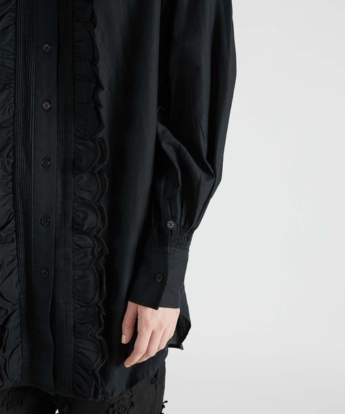 セール】【crinkle crinkle crinkle】front scallop ribbon blouse