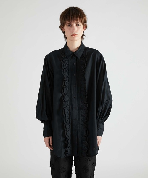 セール】【crinkle crinkle crinkle】front scallop ribbon blouse