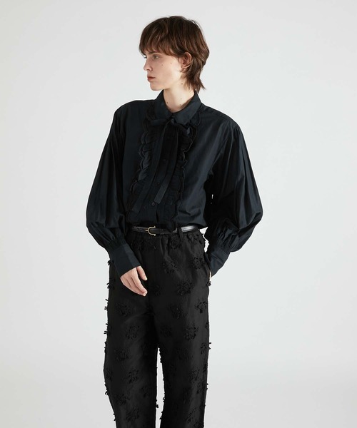 セール】【crinkle crinkle crinkle】front scallop ribbon blouse