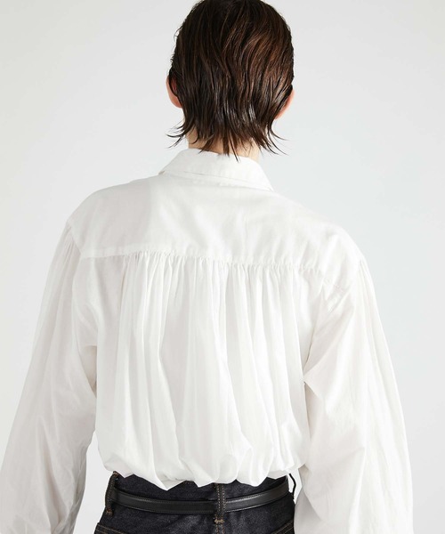 セール】【crinkle crinkle crinkle】front scallop ribbon blouse