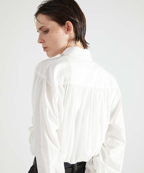 crinkle crinkle crinkle（クリンクルクリンクルクリンクル）の「【crinkle crinkle crinkle】front scallop ribbon blouse/フロントスカラップリボンブラウス（シャツ/ブラウス・レディース・ブラック/ホワイト・FREE）」の10枚目の写真