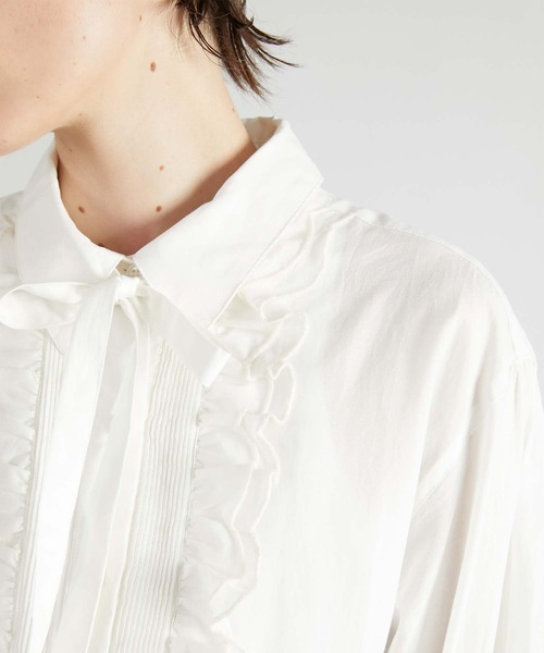 セール】【crinkle crinkle crinkle】front scallop ribbon blouse