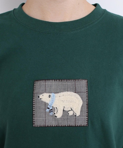 l'atelier du savon(アトリエドサボン)の「もこもこ白くま アップリケロンT(Tシャツ/カットソー・レディース・ネイビー/グリーン/ホワイト・FREE)」の18枚目の写真