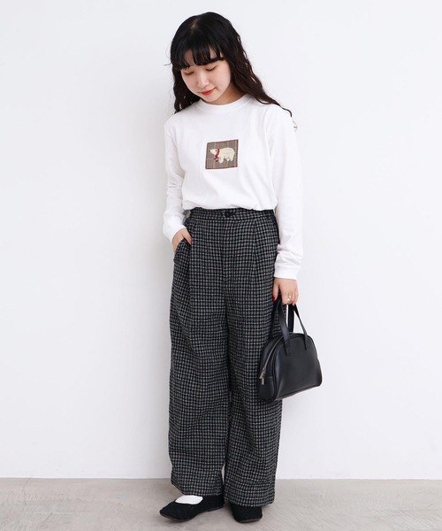 l'atelier du savon(アトリエドサボン)の「もこもこ白くま アップリケロンT(Tシャツ/カットソー・レディース・ネイビー/グリーン/ホワイト・FREE)」の4枚目の写真