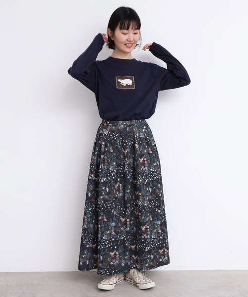 l'atelier du savon(アトリエドサボン)の「もこもこ白くま アップリケロンT(Tシャツ/カットソー・レディース・ネイビー/グリーン/ホワイト・FREE)」の11枚目の写真