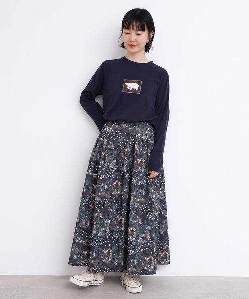 l'atelier du savon(アトリエドサボン)の「もこもこ白くま アップリケロンT(Tシャツ/カットソー・レディース・ネイビー/グリーン/ホワイト・FREE)」の10枚目の写真