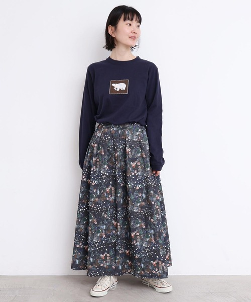 l'atelier du savon(アトリエドサボン)の「もこもこ白くま アップリケロンT(Tシャツ/カットソー・レディース・ネイビー/グリーン/ホワイト・FREE)」の14枚目の写真