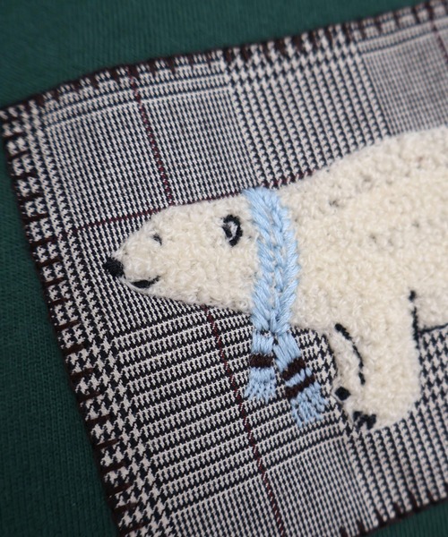 l'atelier du savon(アトリエドサボン)の「もこもこ白くま アップリケロンT(Tシャツ/カットソー・レディース・ネイビー/グリーン/ホワイト・FREE)」の21枚目の写真