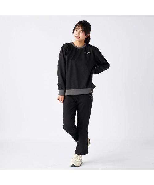 marie claire(マリ・クレール)の「marie claire sports マリクレールスポーツ ラメ糸 ブランド ロゴ サイド切替 ワイドパンツ(その他パンツ・レディース・カーキ/チャコールグレー/ブラック・LL/L/M)」の11枚目の写真