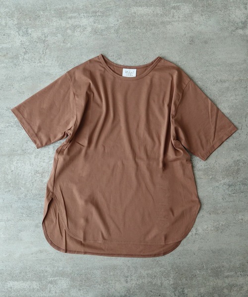 yuni（ユニ　）の「△80/- スムース水起毛 半袖プルオーバー（Tシャツ/カットソー・レディース・ブラウン/グリーン/ホワイト/ブラック・FREE）」の3枚目の写真