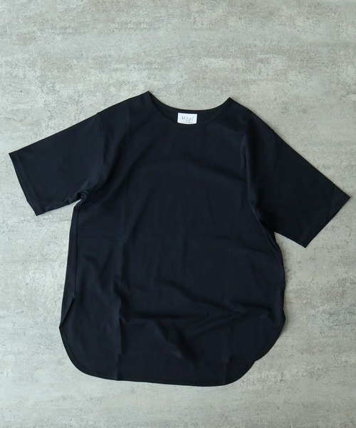 yuni（ユニ　）の「△80/- スムース水起毛 半袖プルオーバー（Tシャツ/カットソー・レディース・ブラウン/グリーン/ホワイト/ブラック・FREE）」の2枚目の写真