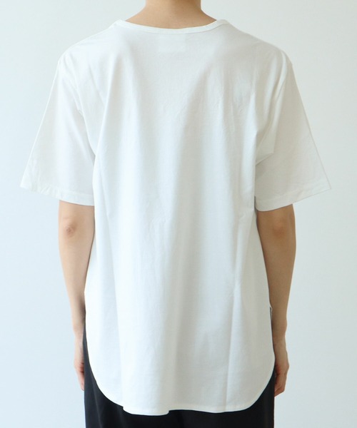 yuni（ユニ　）の「△80/- スムース水起毛 半袖プルオーバー（Tシャツ/カットソー・レディース・ブラウン/グリーン/ホワイト/ブラック・FREE）」の12枚目の写真