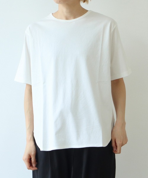 yuni（ユニ　）の「△80/- スムース水起毛 半袖プルオーバー（Tシャツ/カットソー・レディース・ブラウン/グリーン/ホワイト/ブラック・FREE）」の13枚目の写真