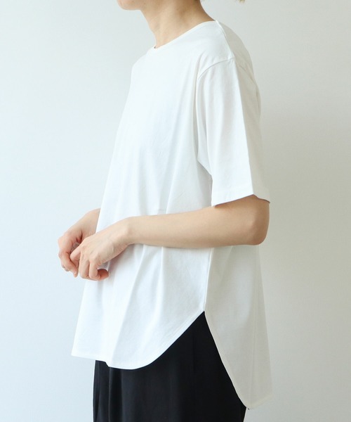 yuni（ユニ　）の「△80/- スムース水起毛 半袖プルオーバー（Tシャツ/カットソー・レディース・ブラウン/グリーン/ホワイト/ブラック・FREE）」の14枚目の写真