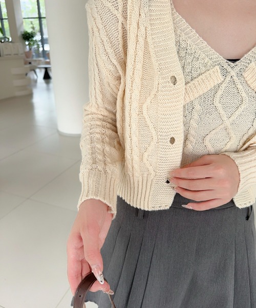 セール】【Jasmine】ケーブル編みニットカーディガン+ニット