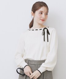 index | はしごリボンバイカラーニット【洗濯機OK】(ニット/セーター)