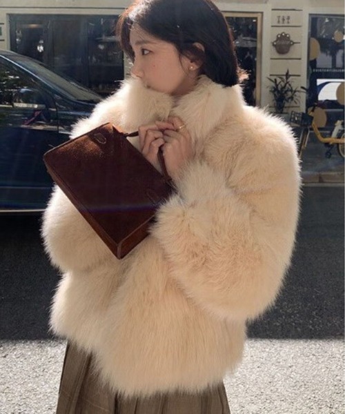 シャギーフェイクファージャケット セール】WEGO/シャギーフェイクファーブルゾン/ジャケット（ブルゾン