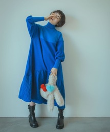 Three Four Time | 膨れジャガード柄MIXニットワンピース(ワンピース)