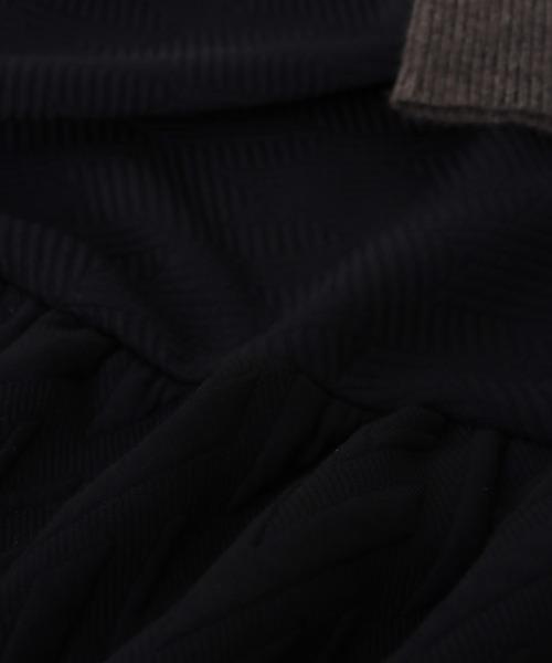 Three Four Time(スリーフォータイム)の「膨れジャガード柄MIXニットワンピース(ワンピース・レディース・ブルー/ブラック・FREE)」の14枚目の写真