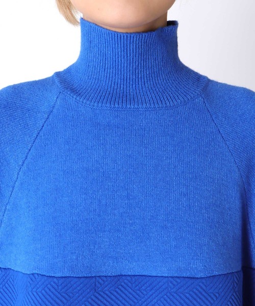 Three Four Time(スリーフォータイム)の「膨れジャガード柄MIXニットワンピース(ワンピース・レディース・ブルー/ブラック・FREE)」の18枚目の写真