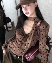 コムコム　ベルベット　カットソー ベルベット」に該当するレディースのTシャツ/カットソー